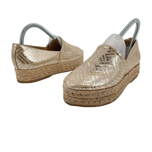 Naturalizer Shoes - Naturalizer Thea 3 Metallic Shimmer Gold Leather Slip On Espadrilles Womens 7M